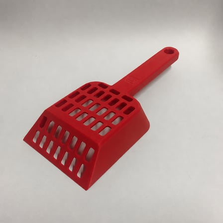 HOBİBAHÇEM 3D Baskı Kedi Kumu Küreği - Geniş Hazneli Eleme Küreği-Kırmızı HB006