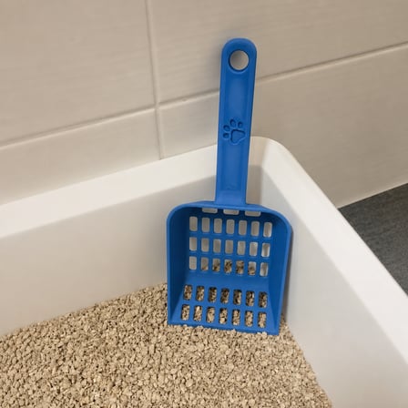 HOBİBAHÇEM 3D Baskı Kedi Kumu Küreği - Geniş Hazneli Eleme Küreği-Mavi HB006
