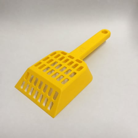 HOBİBAHÇEM 3D Baskı Kedi Kumu Küreği - Geniş Hazneli Eleme Küreği-Sarı HB006