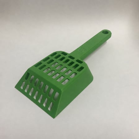 HOBİBAHÇEM 3D Baskı Kedi Kumu Küreği - Geniş Hazneli Eleme Küreği-Yeşil HB006