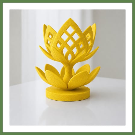 HOBİBAHÇEM 3D Baskı Lotus Çiçeği Mumluk - Dekoratif Tealight Mumluk-Sarı HB006