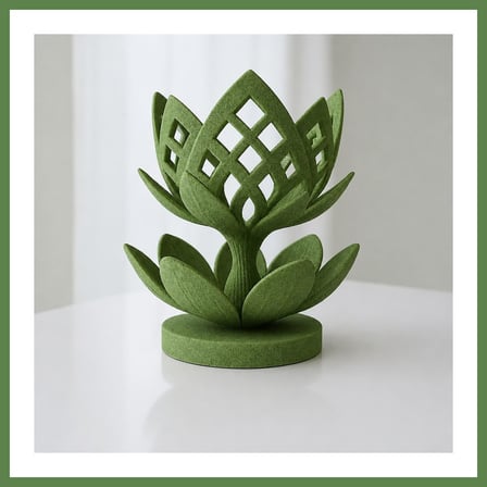 HOBİBAHÇEM 3D Baskı Lotus Çiçeği Mumluk - Dekoratif Tealight Mumluk-Yeşil HB006