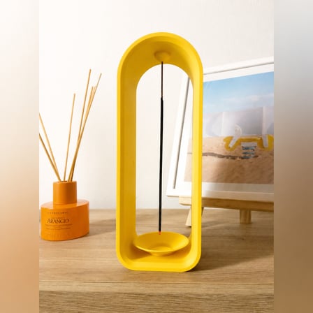 HOBİBAHÇEM 3D Baskı The Shrine Tütsülük - Modern Kemer Formlu Tütsü Tutucu-Sarı HB006
