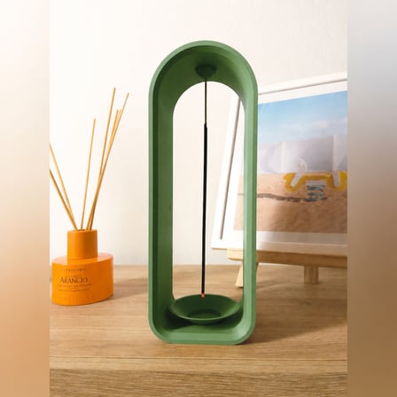 HOBİBAHÇEM 3D Baskı The Shrine Tütsülük - Modern Kemer Formlu Tütsü Tutucu-Yeşil HB006