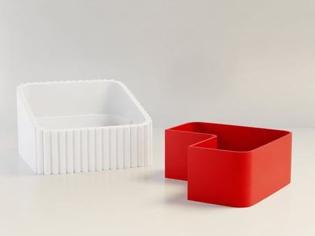 HOBİBAHÇEM 3D Baskı Fıstık Kasesi - Çift Hazneli Kabuk Ayırıcı Sunum Kasesi - Beyaz Kırmızı HB006