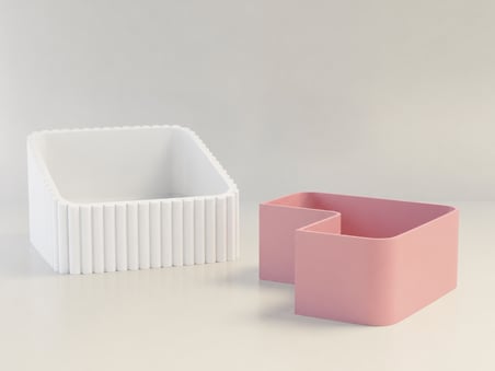 HOBİBAHÇEM 3D Baskı Fıstık Kasesi - Çift Hazneli Kabuk Ayırıcı Sunum Kasesi - Beyaz Pembe HB006