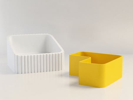 HOBİBAHÇEM 3D Baskı Fıstık Kasesi - Çift Hazneli Kabuk Ayırıcı Sunum Kasesi - Beyaz Sarı HB006