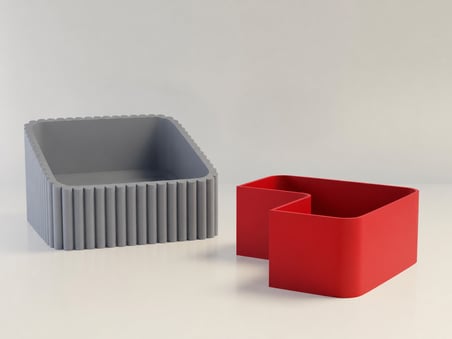 HOBİBAHÇEM 3D Baskı Fıstık Kasesi - Çift Hazneli Kabuk Ayırıcı Sunum Kasesi - Gri Kırmızı HB006