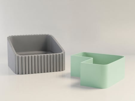 HOBİBAHÇEM 3D Baskı Fıstık Kasesi - Çift Hazneli Kabuk Ayırıcı Sunum Kasesi - Gri Mint HB006