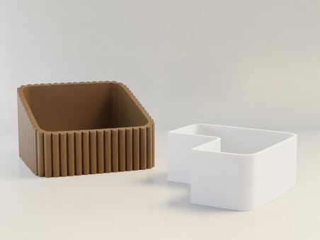 HOBİBAHÇEM 3D Baskı Fıstık Kasesi - Çift Hazneli Kabuk Ayırıcı Sunum Kasesi - Kahverengi Beyaz HB006