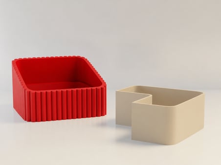 HOBİBAHÇEM 3D Baskı Fıstık Kasesi - Çift Hazneli Kabuk Ayırıcı Sunum Kasesi - Kırmızı Bej HB006
