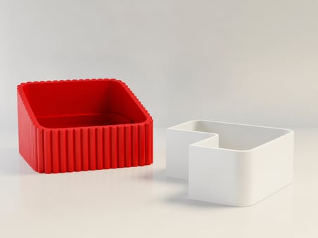 HOBİBAHÇEM 3D Baskı Fıstık Kasesi - Çift Hazneli Kabuk Ayırıcı Sunum Kasesi - Kırmızı Beyaz HB006