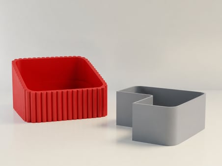 HOBİBAHÇEM 3D Baskı Fıstık Kasesi - Çift Hazneli Kabuk Ayırıcı Sunum Kasesi - Kırmızı Gri HB006