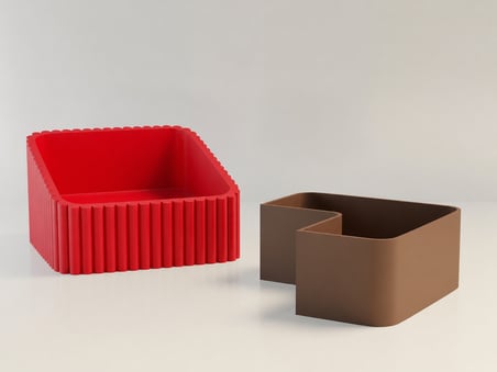 HOBİBAHÇEM 3D Baskı Fıstık Kasesi - Çift Hazneli Kabuk Ayırıcı Sunum Kasesi - Kırmızı Kahverengi HB006