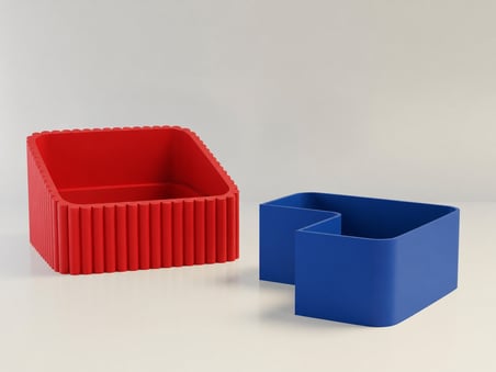 HOBİBAHÇEM 3D Baskı Fıstık Kasesi - Çift Hazneli Kabuk Ayırıcı Sunum Kasesi - Kırmızı Mavi HB006