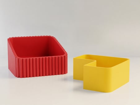 HOBİBAHÇEM 3D Baskı Fıstık Kasesi - Çift Hazneli Kabuk Ayırıcı Sunum Kasesi - Kırmızı Sarı HB006