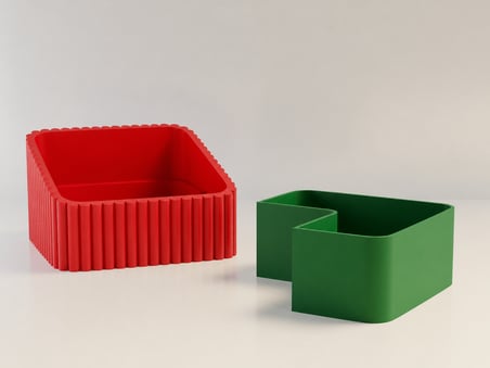 HOBİBAHÇEM 3D Baskı Fıstık Kasesi - Çift Hazneli Kabuk Ayırıcı Sunum Kasesi - Kırmızı Yeşil HB006