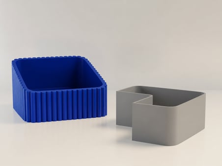 HOBİBAHÇEM 3D Baskı Fıstık Kasesi - Çift Hazneli Kabuk Ayırıcı Sunum Kasesi - Mavi Gri HB006
