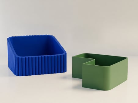 HOBİBAHÇEM 3D Baskı Fıstık Kasesi - Çift Hazneli Kabuk Ayırıcı Sunum Kasesi - Mavi Yeşil HB006