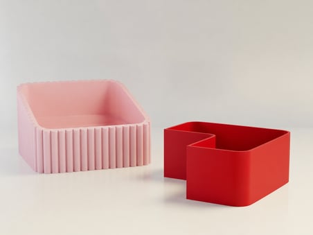 HOBİBAHÇEM 3D Baskı Fıstık Kasesi - Çift Hazneli Kabuk Ayırıcı Sunum Kasesi - Pembe Kırmızı HB006