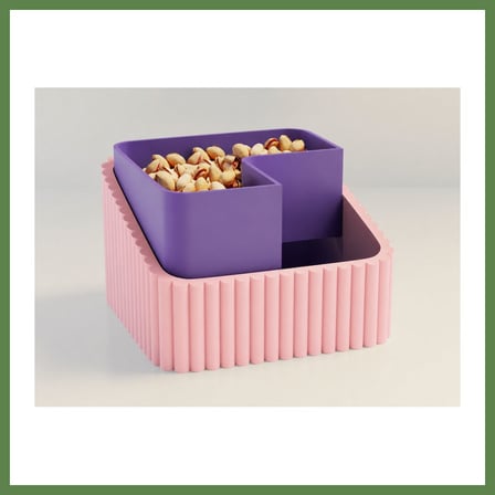 HOBİBAHÇEM 3D Baskı Fıstık Kasesi - Çift Hazneli Kabuk Ayırıcı Sunum Kasesi - Pembe Mor HB006