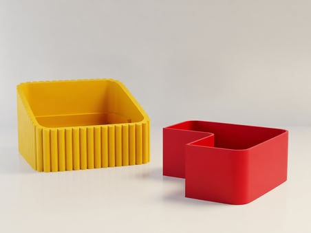 HOBİBAHÇEM 3D Baskı Fıstık Kasesi - Çift Hazneli Kabuk Ayırıcı Sunum Kasesi - Sarı Kırmızı HB006