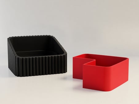 HOBİBAHÇEM 3D Baskı Fıstık Kasesi - Çift Hazneli Kabuk Ayırıcı Sunum Kasesi - Siyah Kırmızı HB006