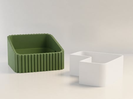 HOBİBAHÇEM 3D Baskı Fıstık Kasesi - Çift Hazneli Kabuk Ayırıcı Sunum Kasesi - Yeşil Beyaz HB006