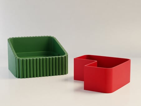 HOBİBAHÇEM 3D Baskı Fıstık Kasesi - Çift Hazneli Kabuk Ayırıcı Sunum Kasesi - Yeşil Kırmızı HB006
