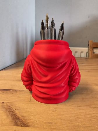 HOBİBAHÇEM 3D Baskı Kapüşonlu Sweatshirt Kalemlik - Masaüstü Organizer-Kırmızı HB006
