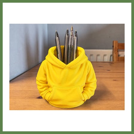 HOBİBAHÇEM 3D Baskı Kapüşonlu Sweatshirt Kalemlik - Masaüstü Organizer-Sarı HB006