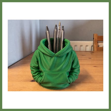 HOBİBAHÇEM 3D Baskı Kapüşonlu Sweatshirt Kalemlik - Masaüstü Organizer-Yeşil HB006