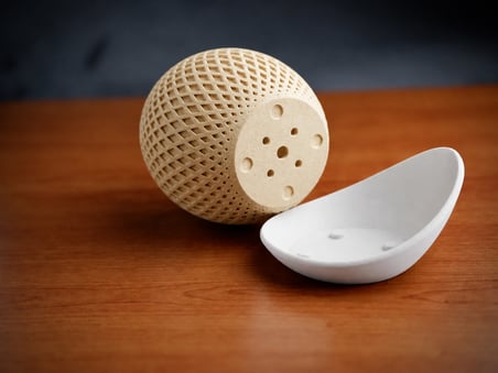 HOBİBAHÇEM 3D Baskı Küre Saksı - Kafes Dokulu İki Parçalı Dekoratif Saksı - Bej-Beyaz HB006