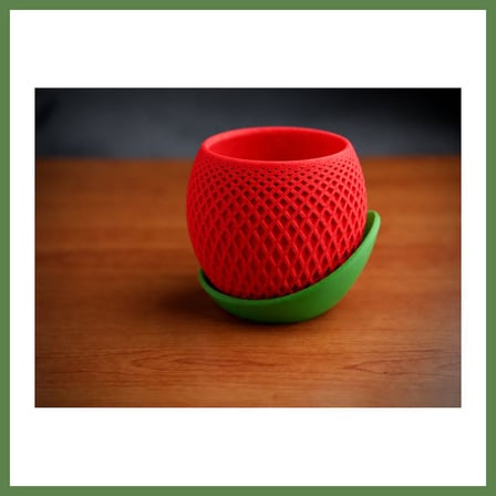 HOBİBAHÇEM 3D Baskı Küre Saksı - Kafes Dokulu İki Parçalı Dekoratif Saksı - Kırmızı-Yeşil HB006