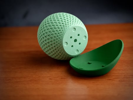 HOBİBAHÇEM 3D Baskı Küre Saksı - Kafes Dokulu İki Parçalı Dekoratif Saksı - Mint-Yeşil HB006