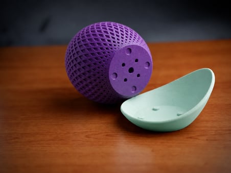 HOBİBAHÇEM 3D Baskı Küre Saksı - Kafes Dokulu İki Parçalı Dekoratif Saksı - Mor-Mint HB006