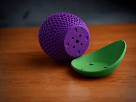HOBİBAHÇEM 3D Baskı Küre Saksı - Kafes Dokulu İki Parçalı Dekoratif Saksı - Mor-Yeşil HB006