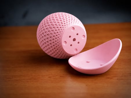 HOBİBAHÇEM 3D Baskı Küre Saksı - Kafes Dokulu İki Parçalı Dekoratif Saksı - Pembe-Pembe HB006