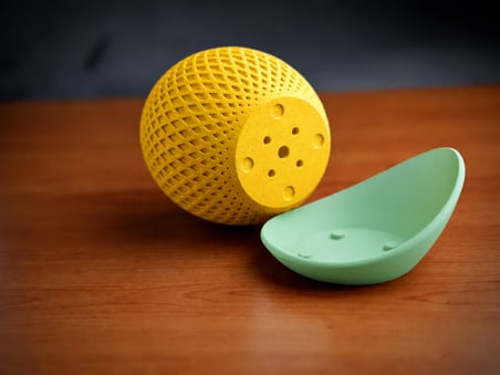 HOBİBAHÇEM 3D Baskı Küre Saksı - Kafes Dokulu İki Parçalı Dekoratif Saksı - Sarı-Mint HB006