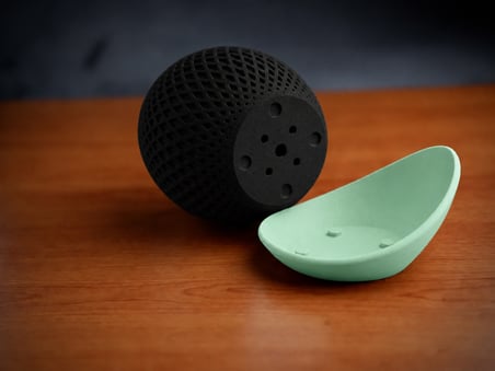 HOBİBAHÇEM 3D Baskı Küre Saksı - Kafes Dokulu İki Parçalı Dekoratif Saksı - Siyah-Mint HB006