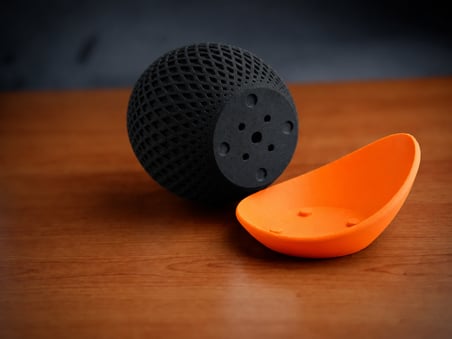 HOBİBAHÇEM 3D Baskı Küre Saksı - Kafes Dokulu İki Parçalı Dekoratif Saksı - Siyah-Turuncu HB006