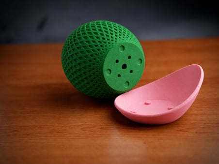 HOBİBAHÇEM 3D Baskı Küre Saksı - Kafes Dokulu İki Parçalı Dekoratif Saksı - Yeşil-Pembe HB006