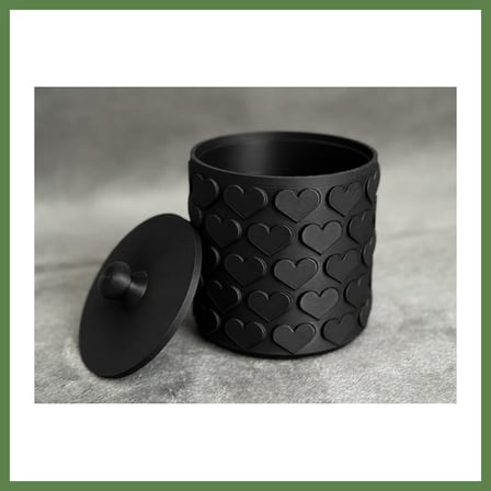 HOBİBAHÇEM 3D Baskı Kalp Desenli Kapaklı Saklama Kutusu - İki Renkli Organizer - Siyah HB006