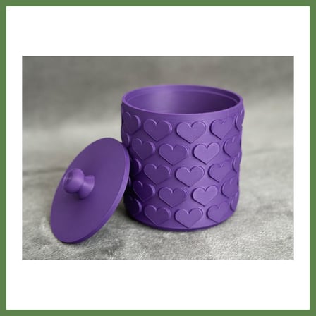 HOBİBAHÇEM 3D Baskı Kalp Desenli Kapaklı Saklama Kutusu - İki Renkli Organizer - Mor HB006