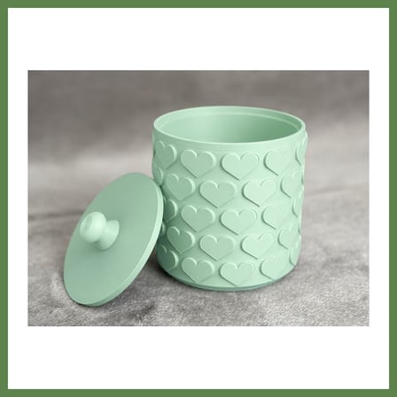HOBİBAHÇEM 3D Baskı Kalp Desenli Kapaklı Saklama Kutusu - İki Renkli Organizer - Mint HB006