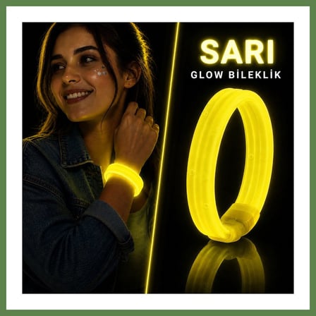 HOBİBAHÇEM Sarı Kalın Glow Bileklik ? Kırılarak Yanan Parti ve Festival Bilekliği HB006