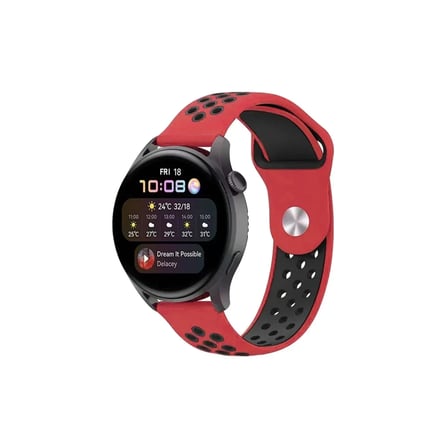 HOBİBAHÇEM Watch 20mm Uyumlu Spor Delikli Kordon - Kırmızı-Siyah HB006
