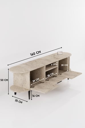 HOBİBAHÇEM Mira TV Sehpası Suntalam Ekru 160x35 cm HB006