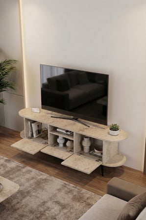 HOBİBAHÇEM Mira TV Sehpası Suntalam Ekru 160x35 cm HB006