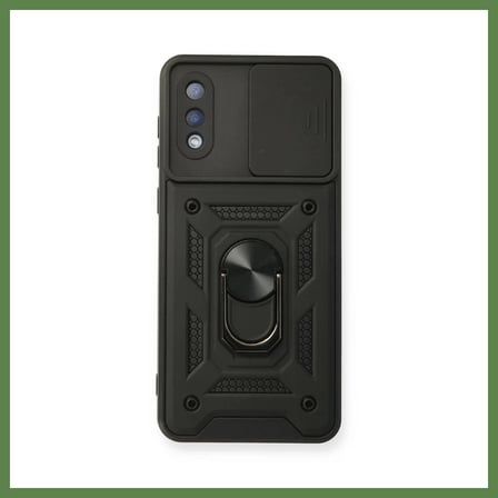 HOBİBAHÇEM Samsung Galaxy A02 Uyumlu Kılıf Pars Lens Yüzüklü Silikon - Siyah HB006